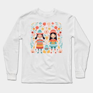 Scandinavian Folk Art Couple Long Sleeve T-Shirt